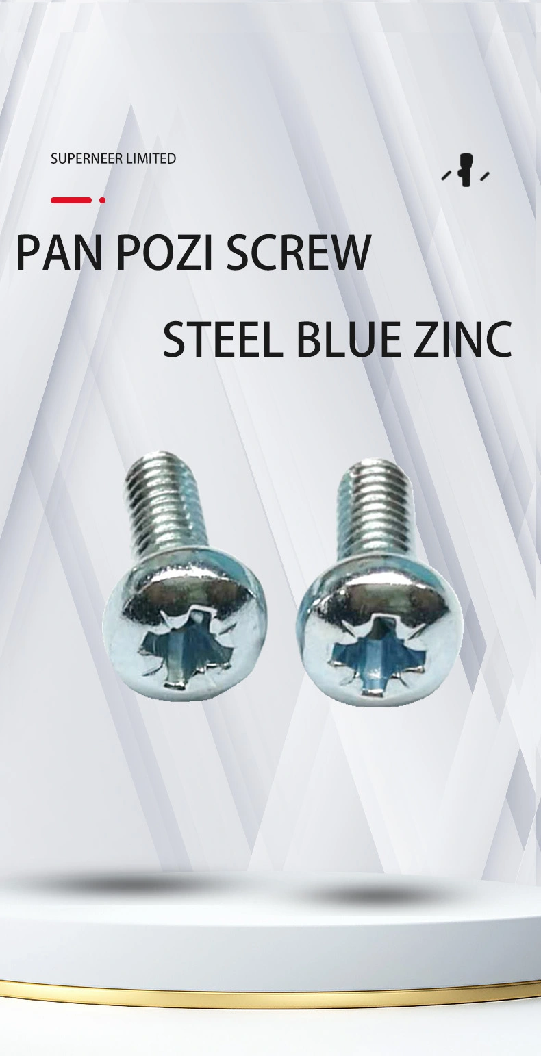 M6 x 16 mm Pan Head Pozi Machine Screw Steel Blue Zinc Plated ISO 7045