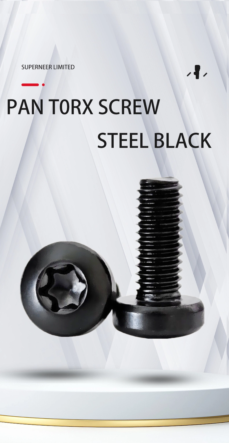 M6 x 12 mm Pan Head Torx Machine Screw Steel Black ISO 14583