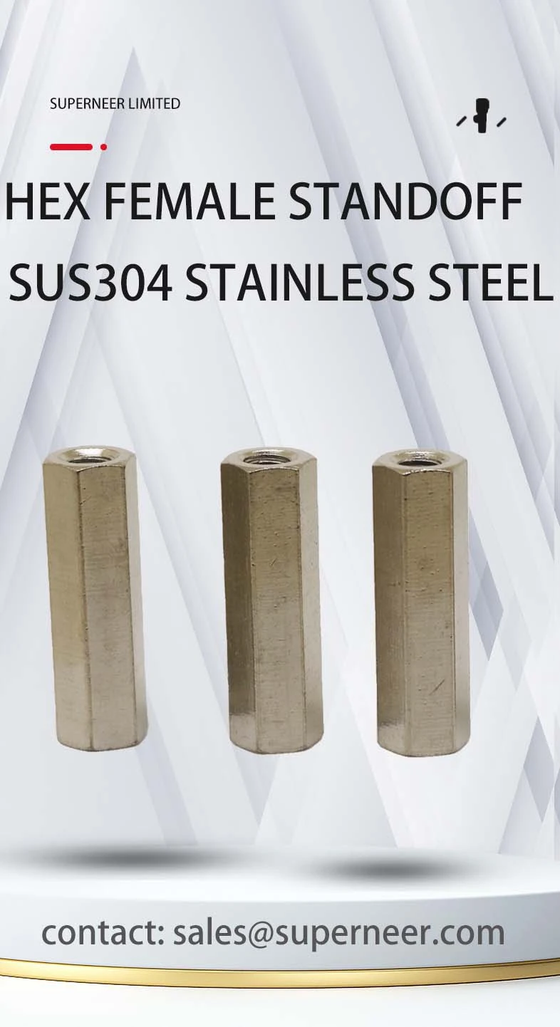 2-56 x 1" SUS303 Stainless Steel Inox Hex Female Threaded Standoff Spacer