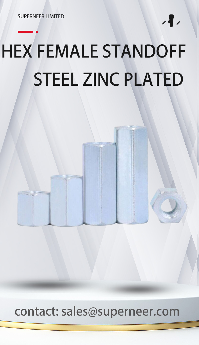 2-56 x 1/2" Steel Blue Zinc Plated Hex Female Threaded Standoff Spacer