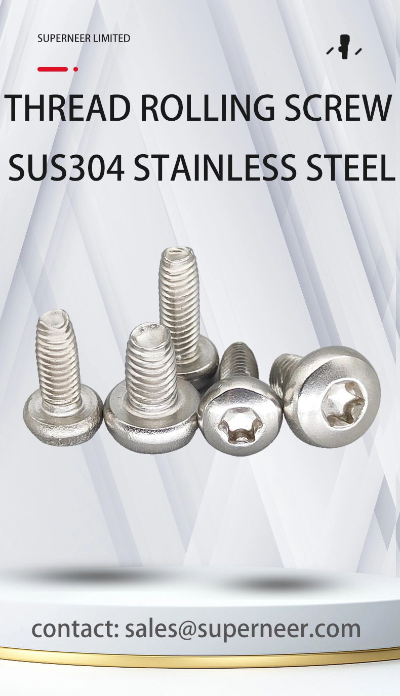 M6 × 12mm Pan Head Torx Thread Forming Screws for Metal SUS304 Stainless Steel Inox