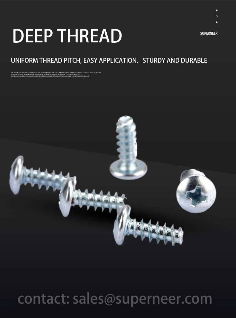 3 x 7mm Phillips Truss Head Self Tapping Screws Steel Blue Zinc Plated