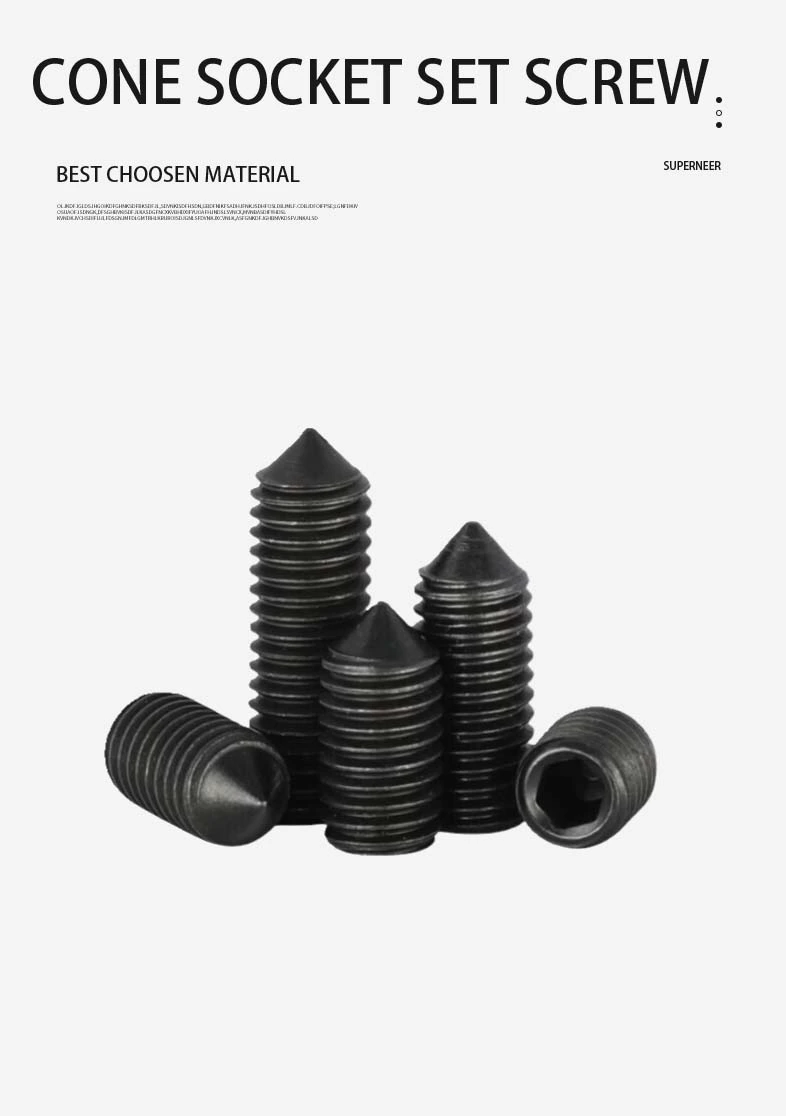 M1.6 x 2.5mm Socket Set Screw Cone Point Steel Black DIN914