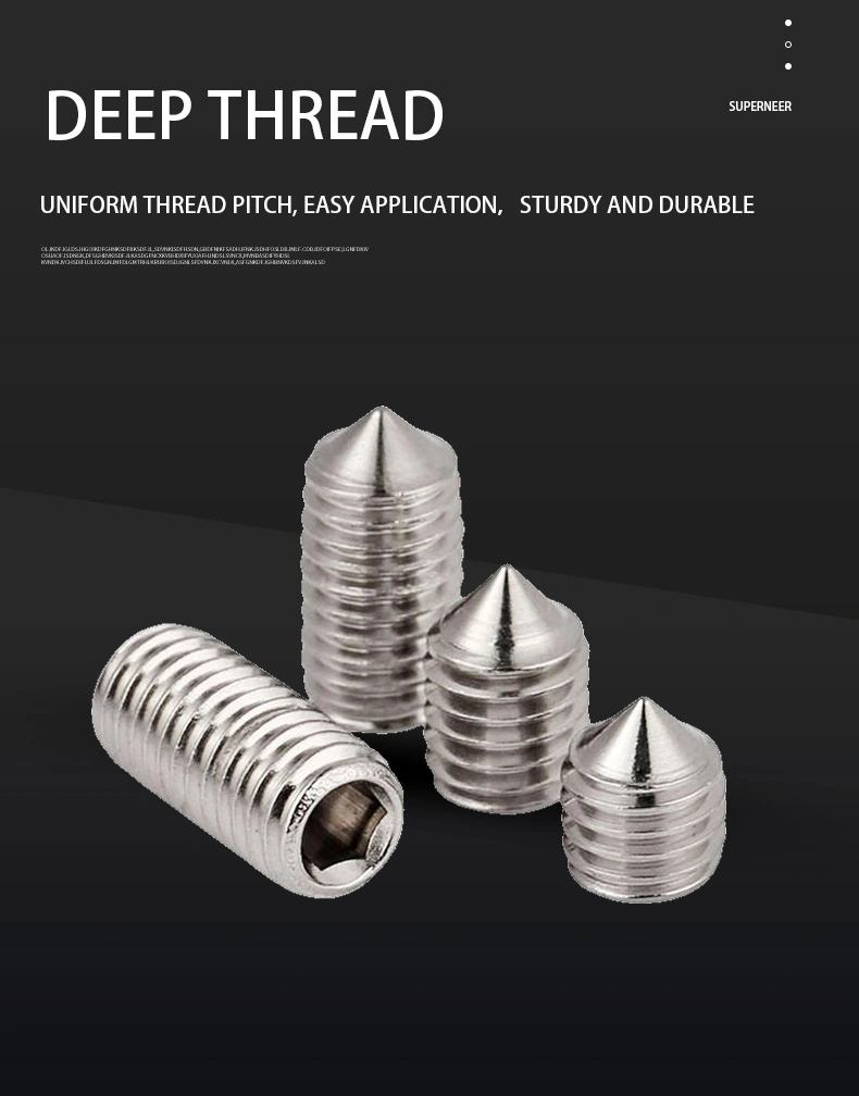 M1.8 x 2.5mm Socket Set Screw Cone Point SUS304 Stainless Steel Inox DIN914