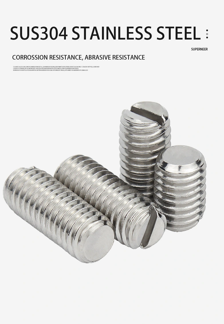 M4 x 9mm Slotted Flat Point Set Screw SUS304 Stainless Steel Inox 