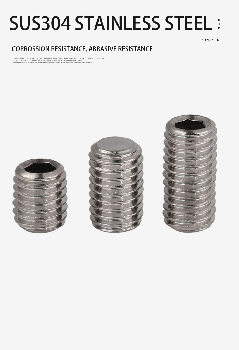 8 x 3/8" Flat Socket Set Screws SUS304 Stainless Steel Inox