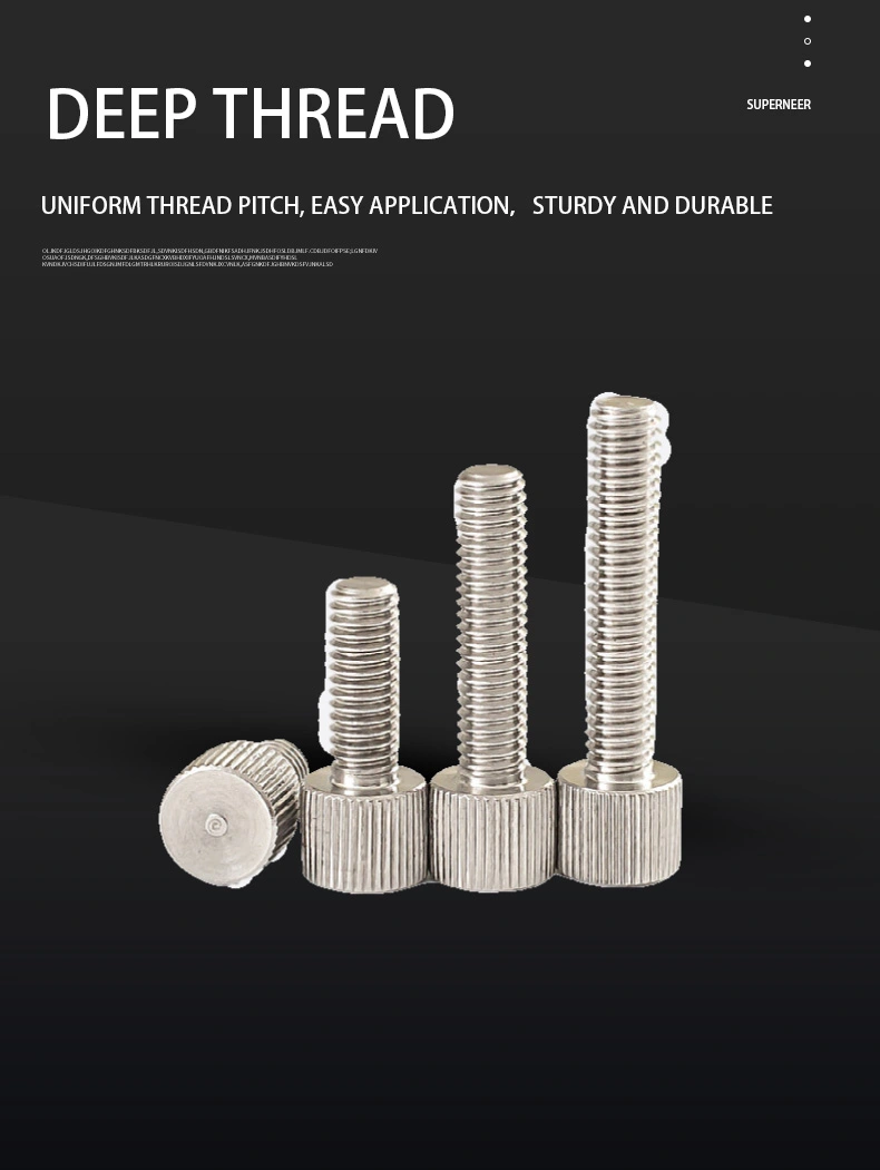 M3 x 20mm Knurled Thumb Screw Flat Head Vertical Knurled Knob Screws SUS304 Stainless Steel Inox