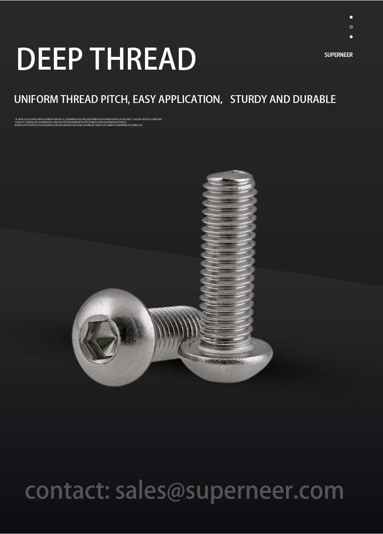 4-40 x 3/8"  Button Head Socket Cap Machine Screw SUS304 Stainless Steel Inox