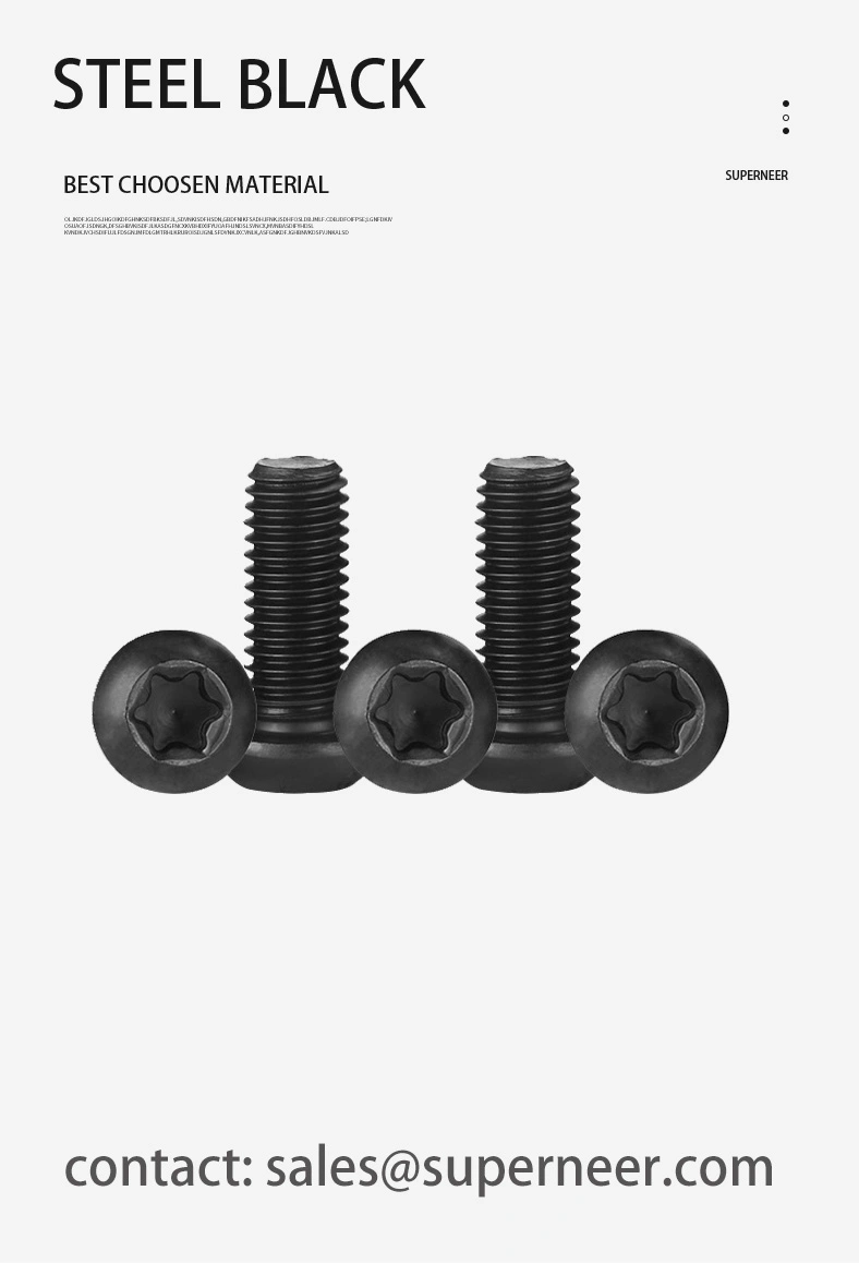 2-56 x 1/8" Button Head Torx Machine Screw Steel Black 