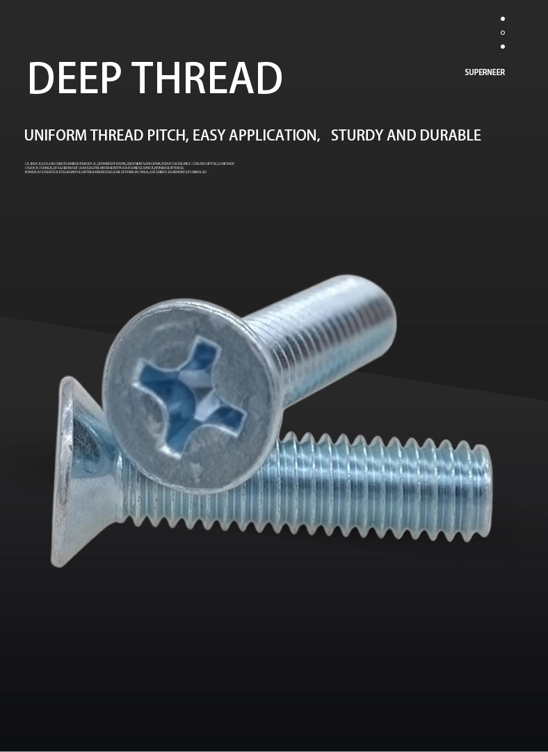 2-56 x 1/4" Flat Head 100° Phillips Machine Screw Steel Blue Zinc Plated