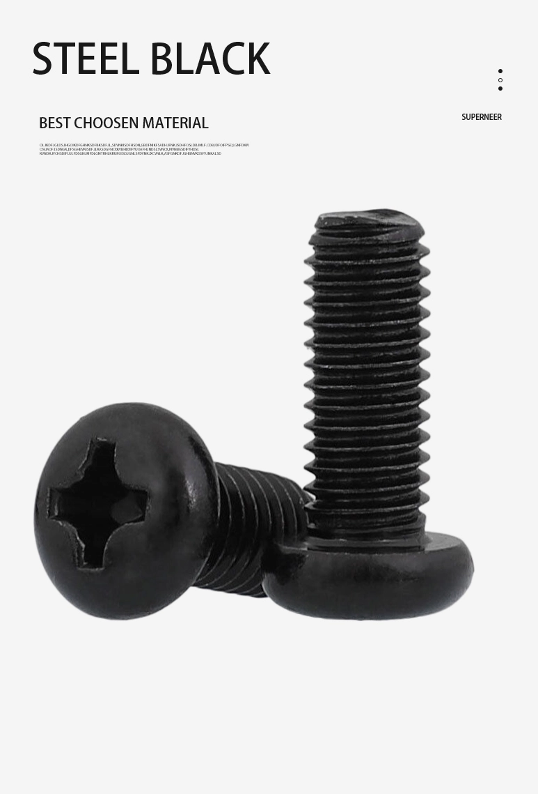 10-32 x 5/16" Pan Head Phillips Machine Screw Steel Black ANSI/ASME B18.6.3