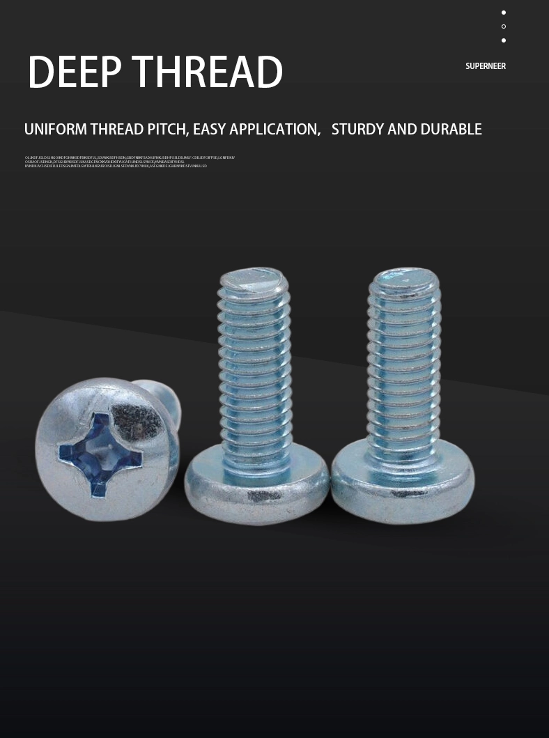 3-48 x 1/2" Pan Head Phillips Machine Screw Steel Blue Zinc Plated ANSI/ASME B18.6.3