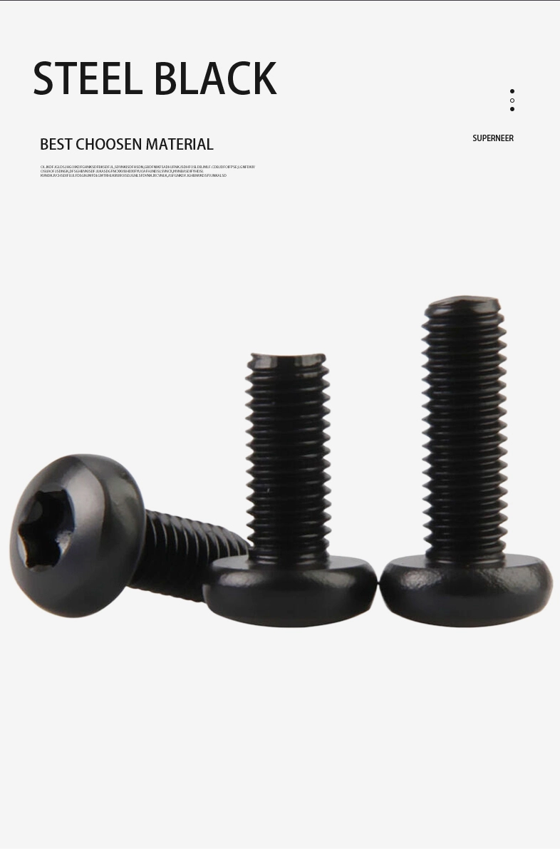 M6 x 12 mm Pan Head Torx Machine Screw Steel Black ISO 14583