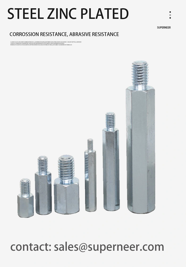 6-32 x 1/4" Male-Female Threaded Hex Standoffs Inch Steel Blue Zinc Plated Material