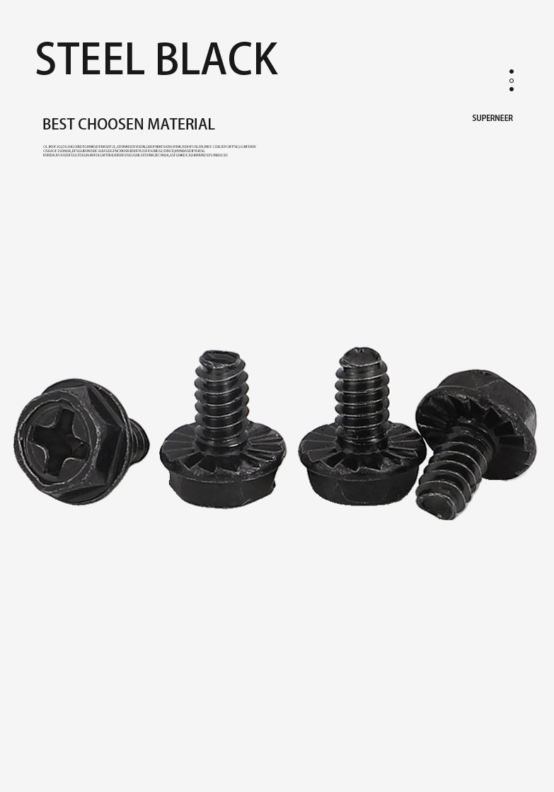 M3 × 12mm Indented Hex Washer Serrattion Phillips Thread Forming Screws for Metal SUS304 Stainless Steel Inox