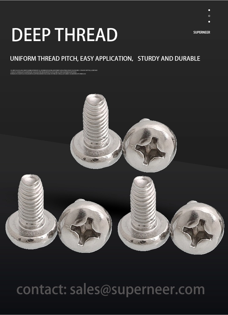 M6 × 16mm Pan Head Phillips Thread Forming Screws for Metal SUS304 Stainless Steel Inox