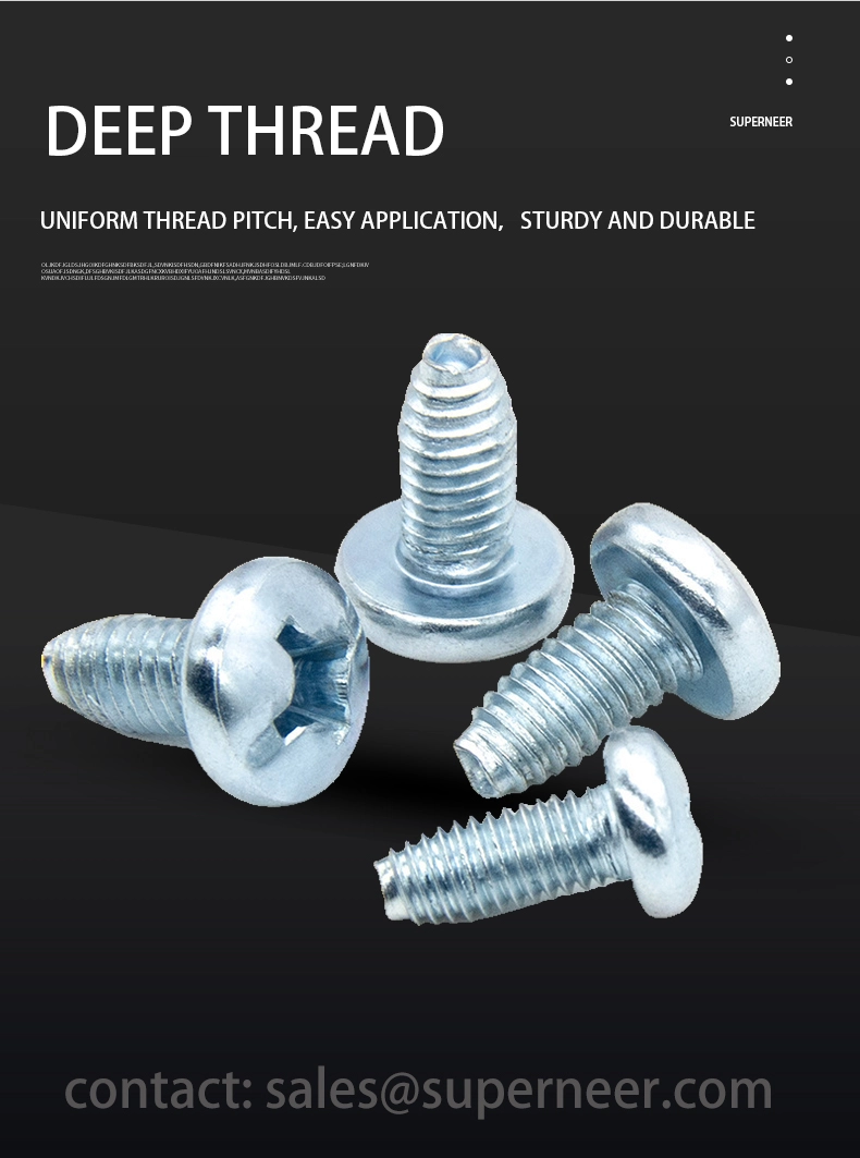 M3 × 7mm Pan Head Phillips Thread Forming Screws for Metal Steel Blue Zinc Plated