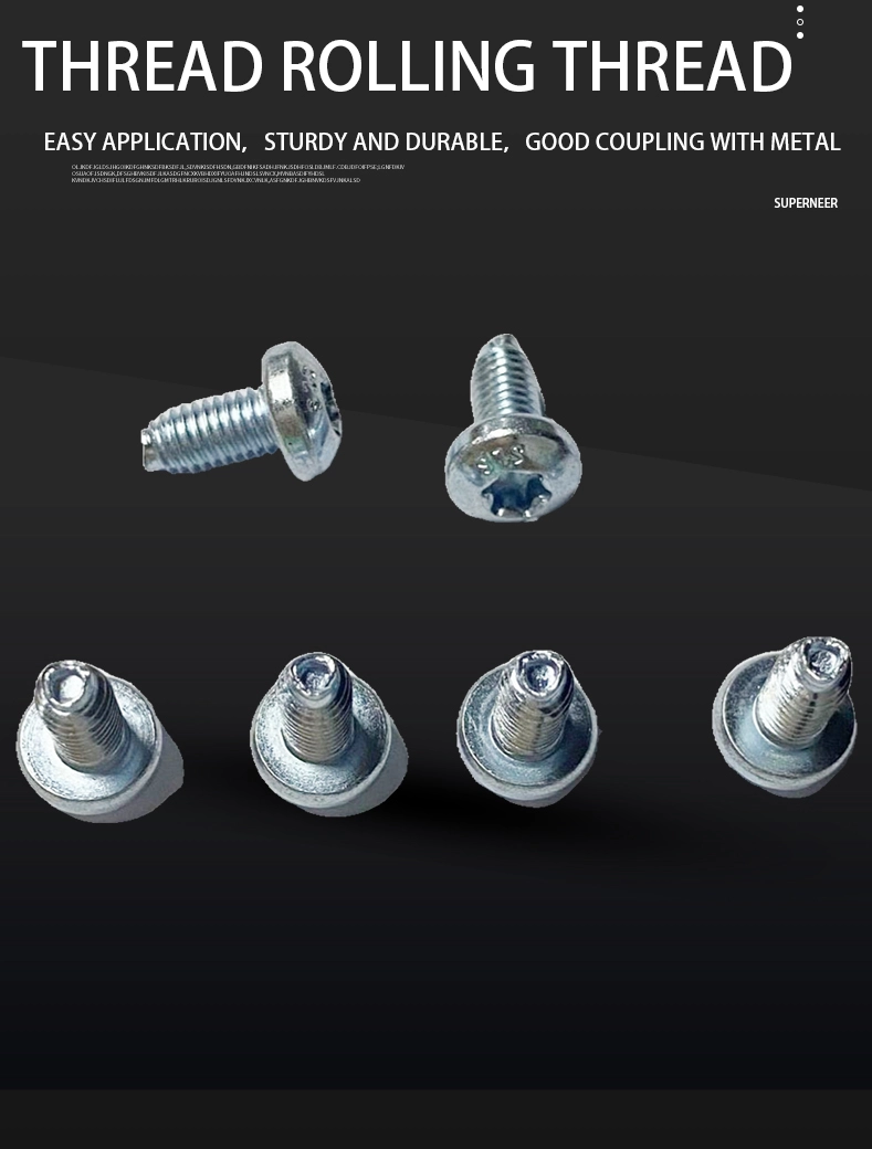 M6 × 8mm Pan Head Torx Thread Rolling Screws for Metal Steel Blue Zinc Plated