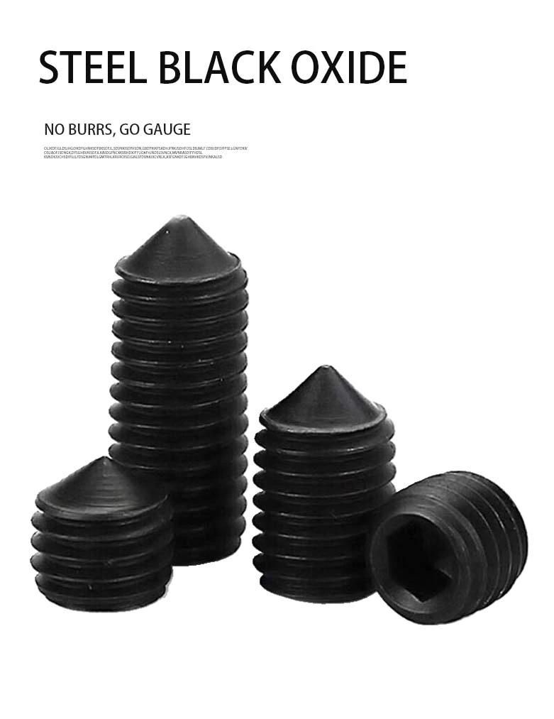 M4 x 9mm Socket Set Screw Cone Point Steel Black DIN914