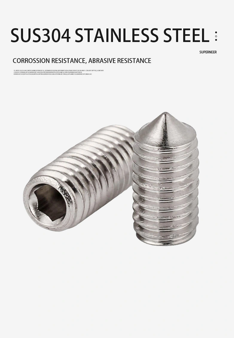 M4 x 9mm Socket Set Screw Cone Point SUS304 Stainless Steel Inox DIN914