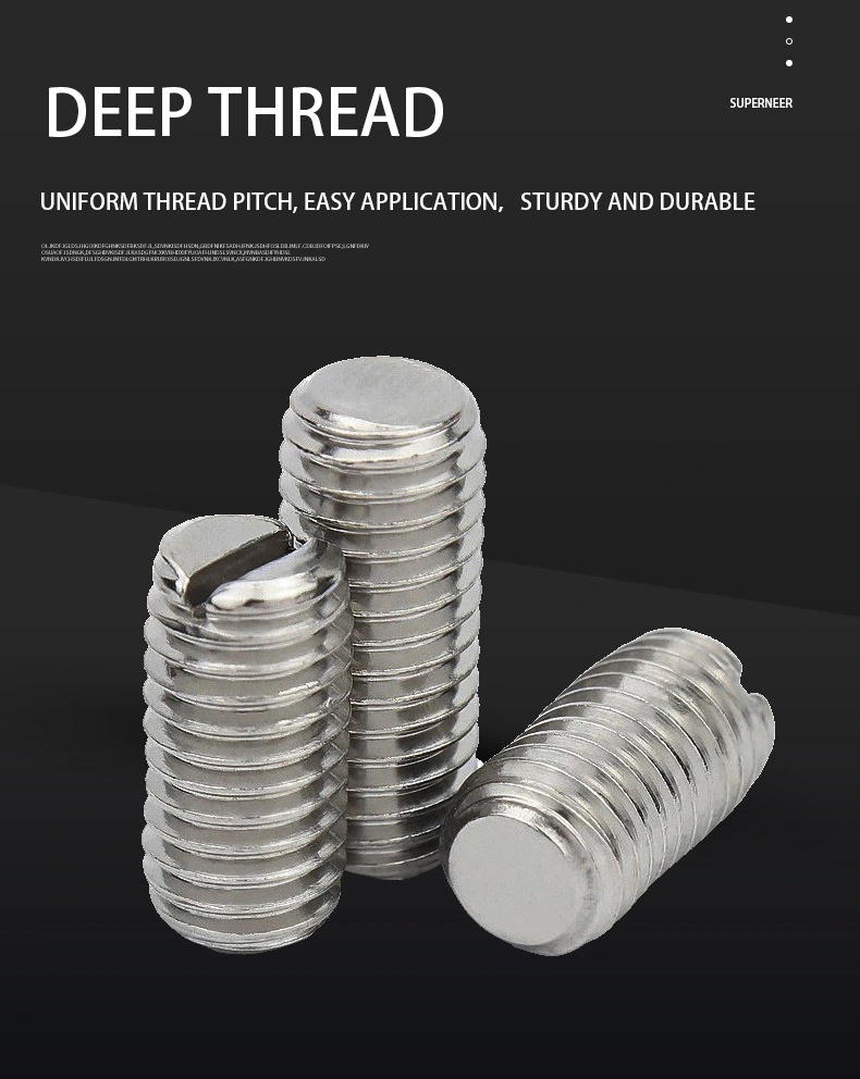 M3.5 x 9mm Slotted Flat Point Set Screw SUS304 Stainless Steel Inox 