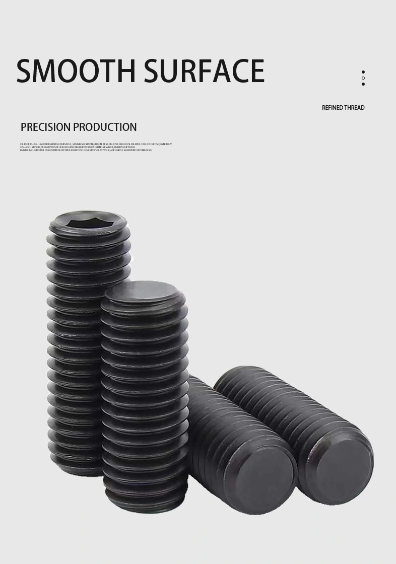 4 x 7/16" Flat Socket Set Screws Steel Black