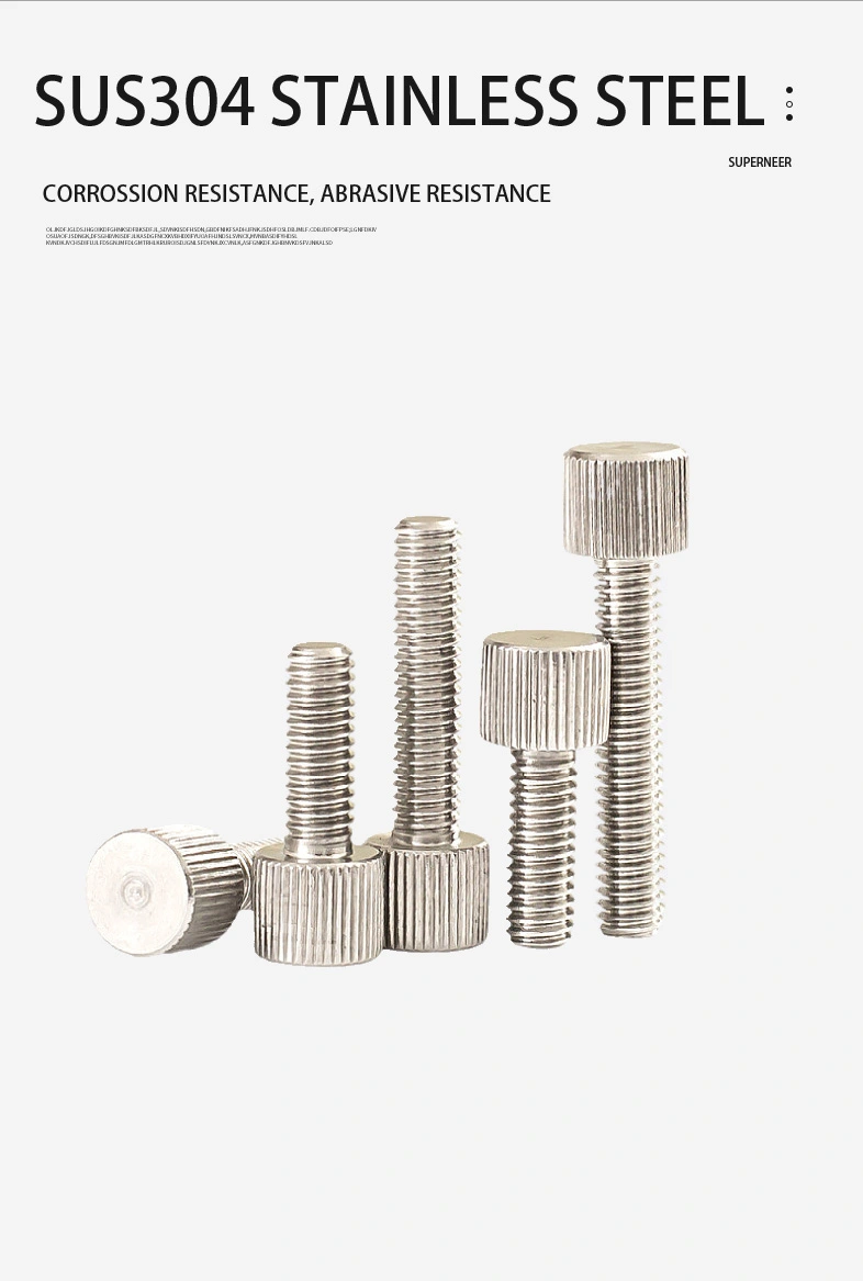 M2.5 x 8mm Knurled Thumb Screw Flat Head Vertical Knurled Knob Screws SUS304 Stainless Steel Inox