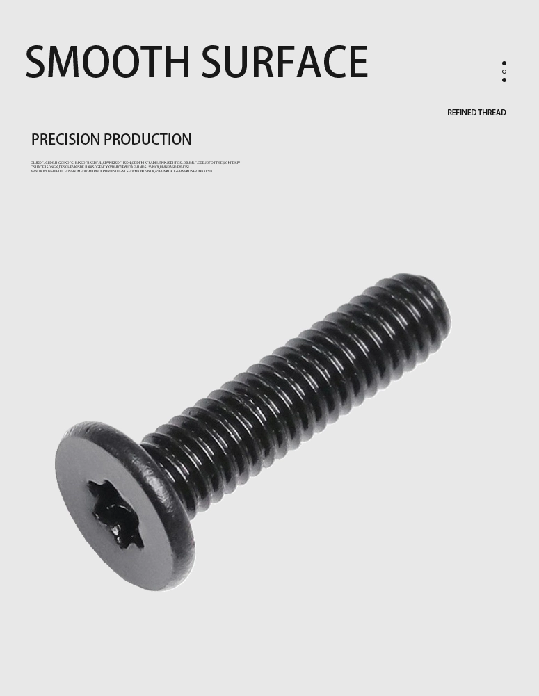 M3 x 4mm Torx Flat Head Machine Screw Carbon Steel Black