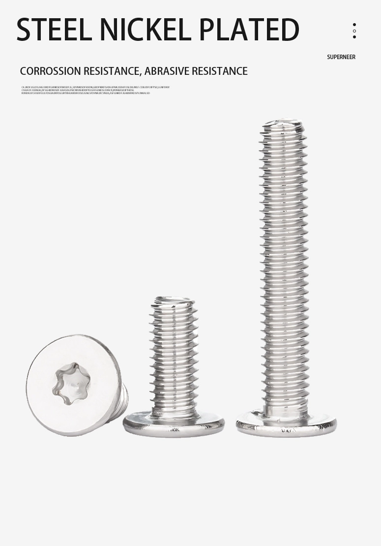 M2 x 6mm Torx Flat Head Machine Screw Carbon Steel Nickel Plated