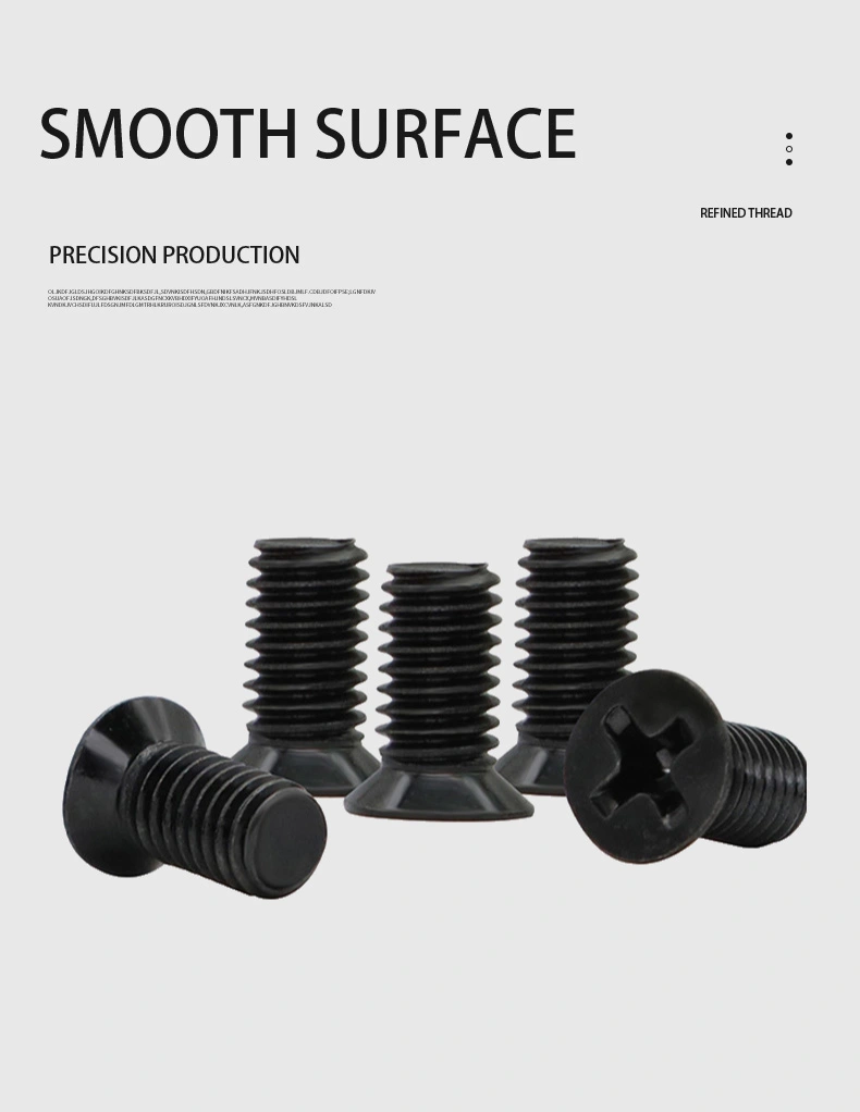 M2 x 7 mm Flat Head 100° Phillips Machine Screw Steel Black