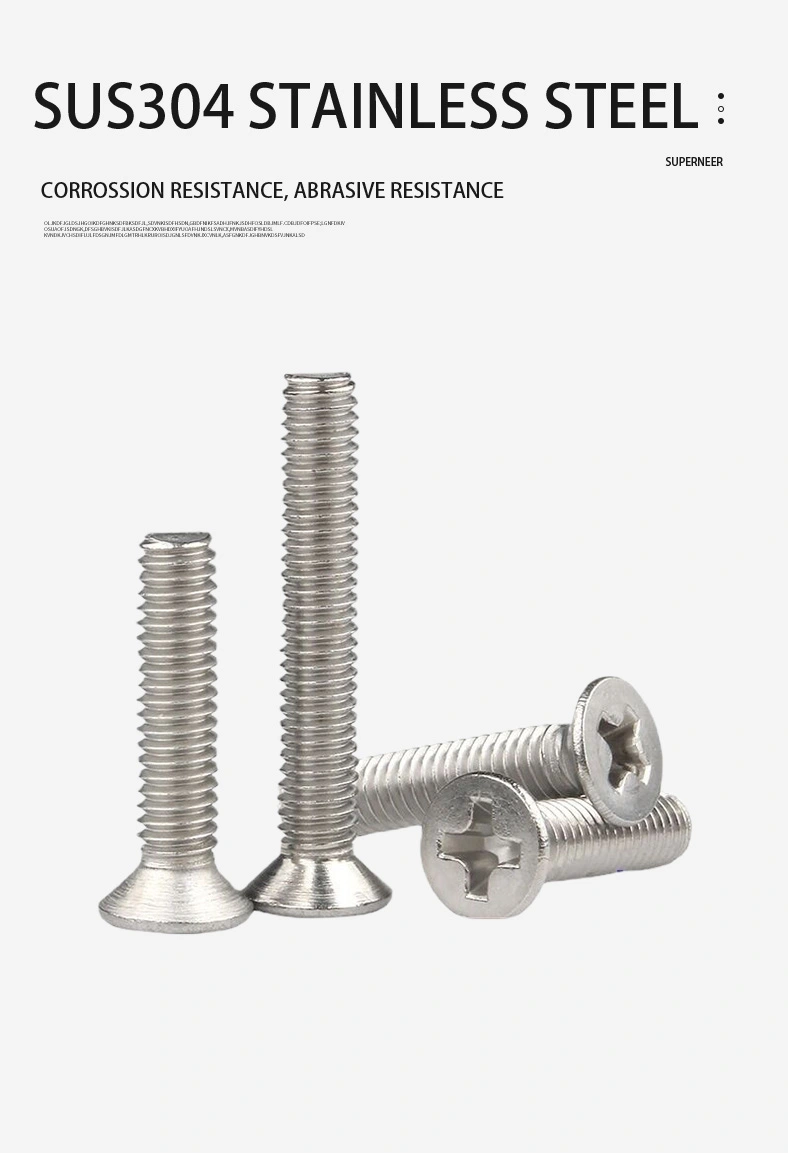 M1.6  x 6 mm  Flat Head 90° Phillips Machine Screw SUS304 Stainless Steel Inox DIN 965
