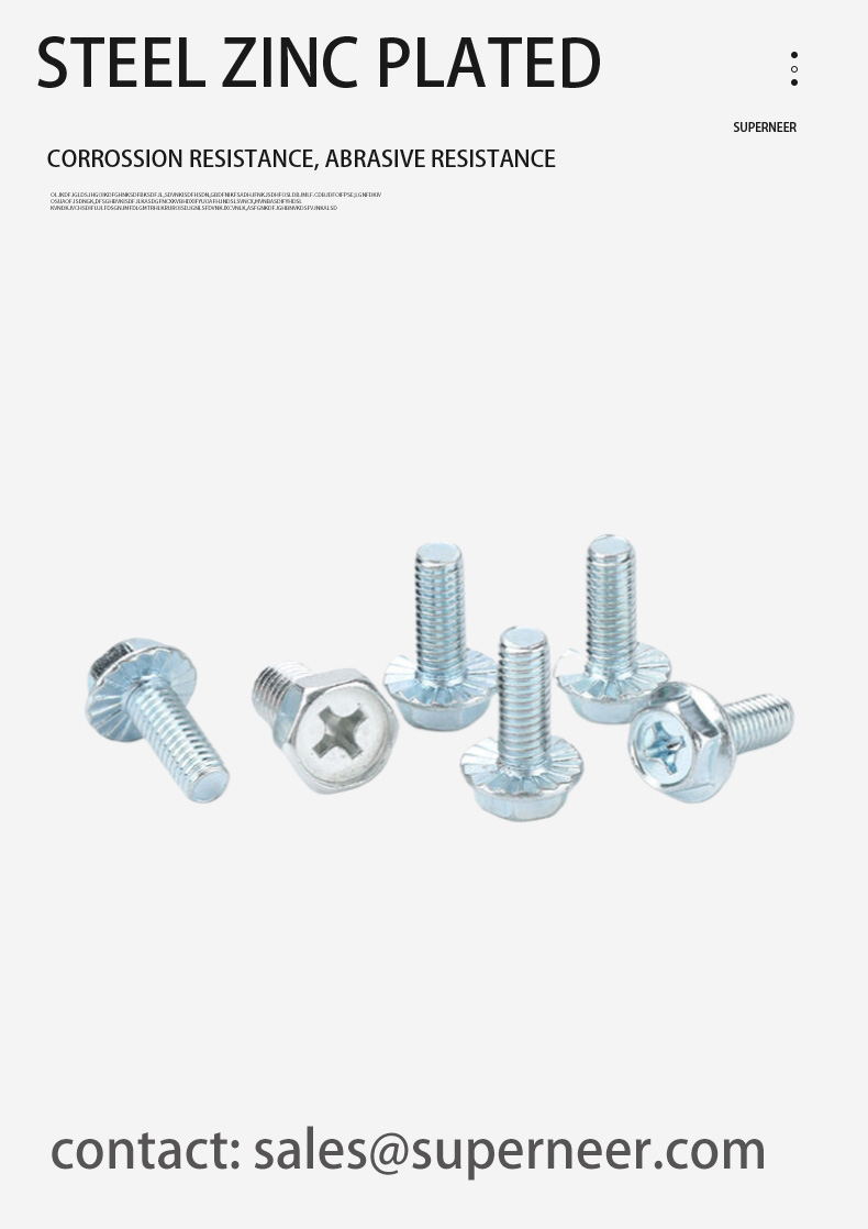 8-32 x 1/4" Indented Hex Washer Serrated Head Phillips Machine Screw Steel Blue Zinc Plated