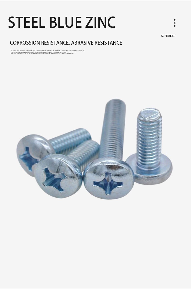 3-48 x 1/2" Pan Head Phillips Machine Screw Steel Blue Zinc Plated ANSI/ASME B18.6.3