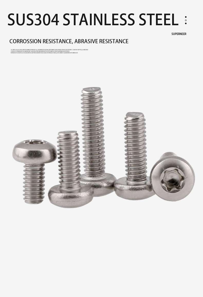 8-32 x 5/16" Pan Head Torx Machine Screw SUS304 Stainless Steel Inox