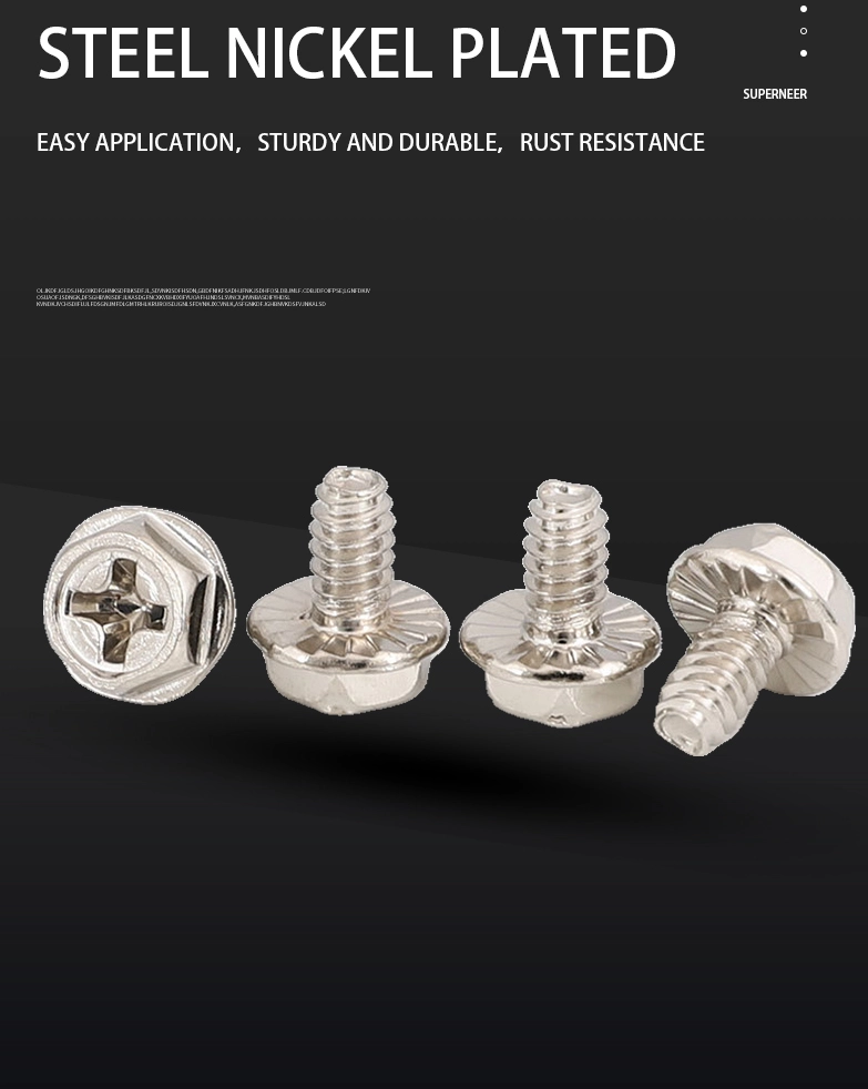 M4 &times; 6mm Indented Hex Washer Serrattion Phillips Thread Forming Screws for Metal Steel Black