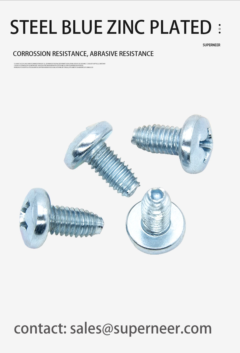 M4 &times; 12mm Pan Head Phillips Thread Forming Screws for Metal Steel Blue Zinc Plated