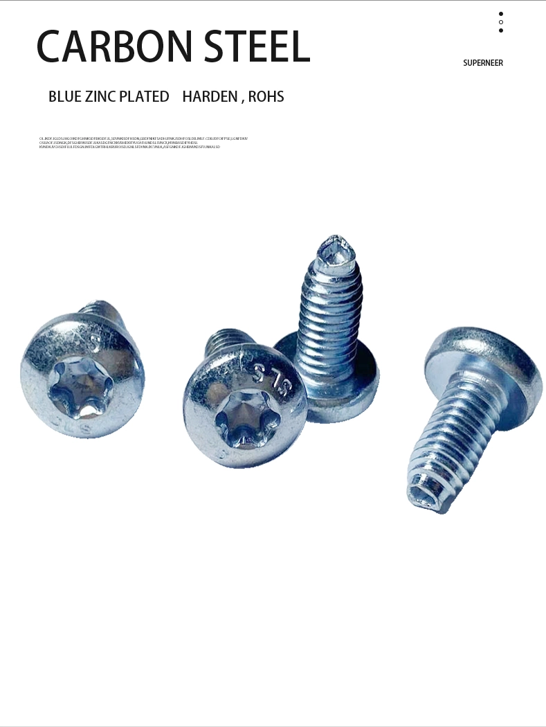 M3 &times; 9mm Pan Head Torx Thread Rolling Screws for Metal Steel Blue Zinc Plated