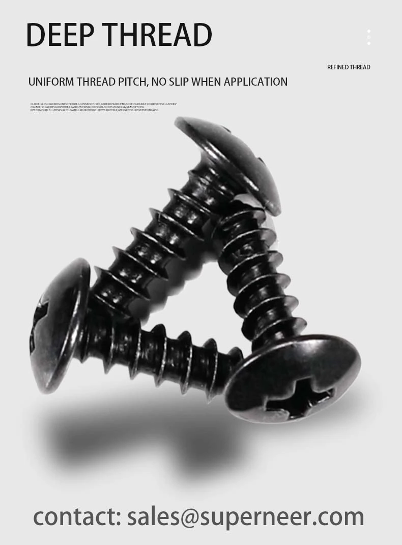 #6-20 x 1/4" Phillips Truss Head Self Tapping Screws Steel Black Zinc Plated