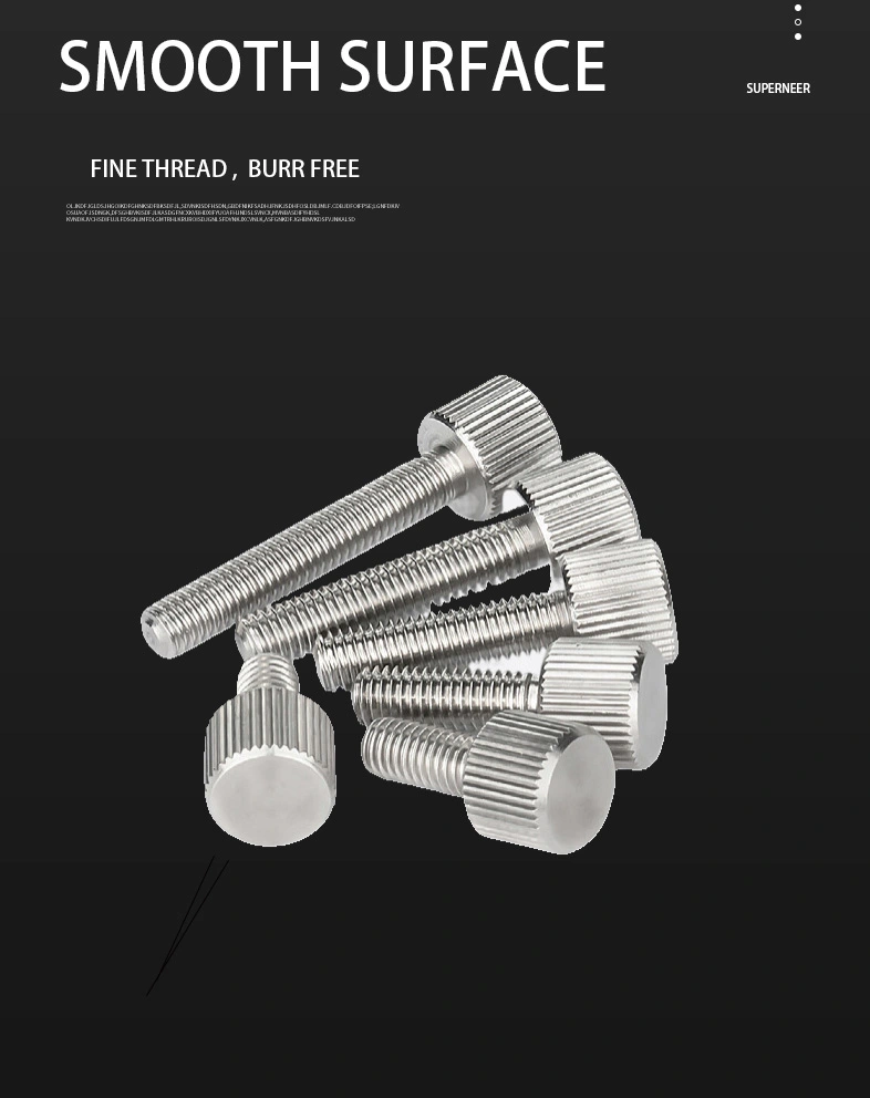 M3 x 20mm Knurled Thumb Screw Flat Head Vertical Knurled Knob Screws SUS304 Stainless Steel Inox