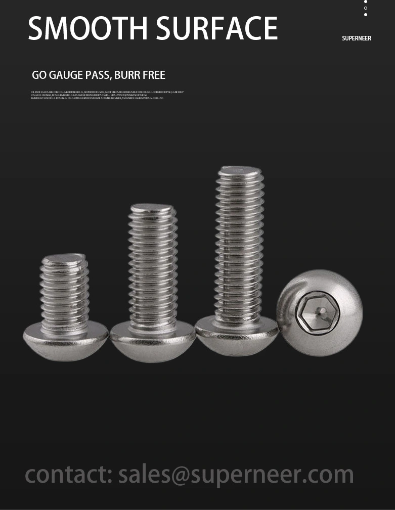 4-40 x 3/8"  Button Head Socket Cap Machine Screw SUS304 Stainless Steel Inox