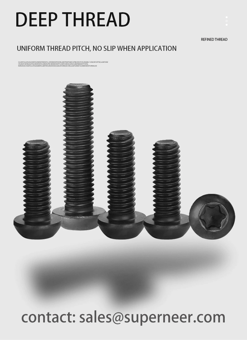 2-56 x 1/8" Button Head Torx Machine Screw Steel Black 