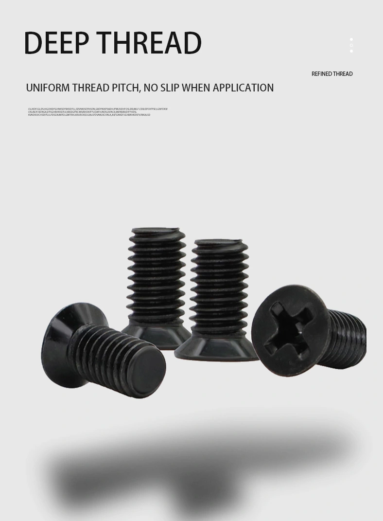 M2 x 7 mm Flat Head 100° Phillips Machine Screw Steel Black