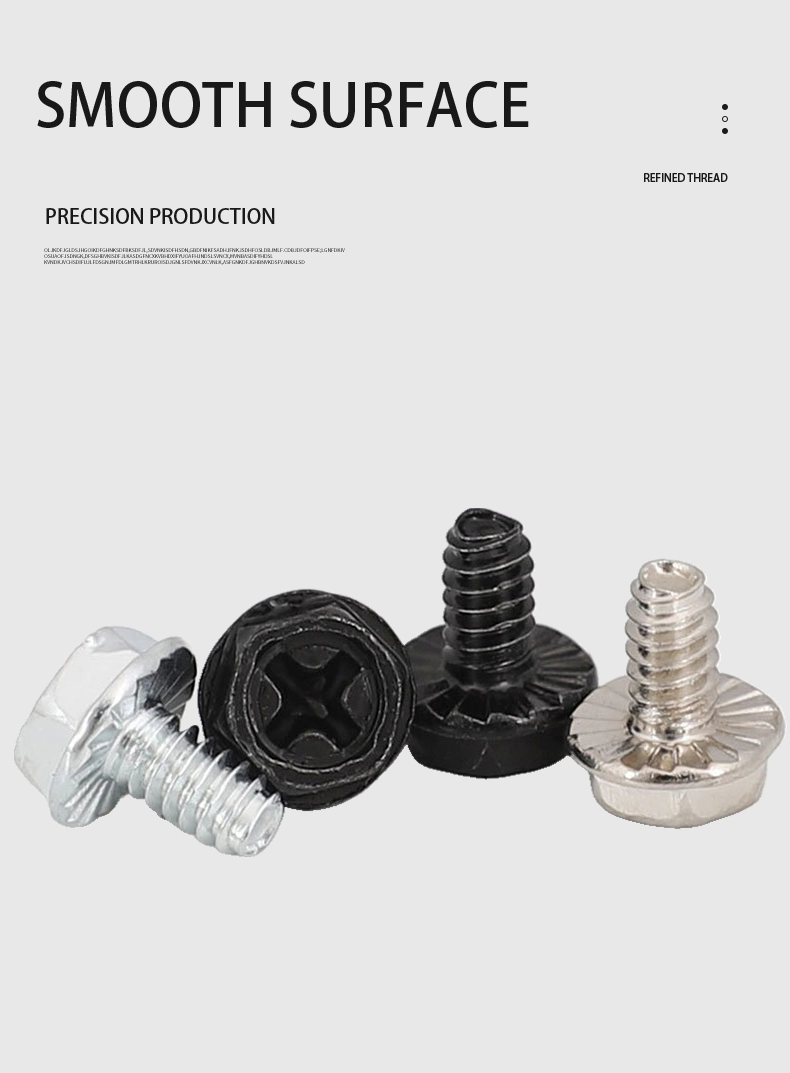 M3 × 12mm Indented Hex Washer Serrattion Phillips Thread Forming Screws for Metal SUS304 Stainless Steel Inox