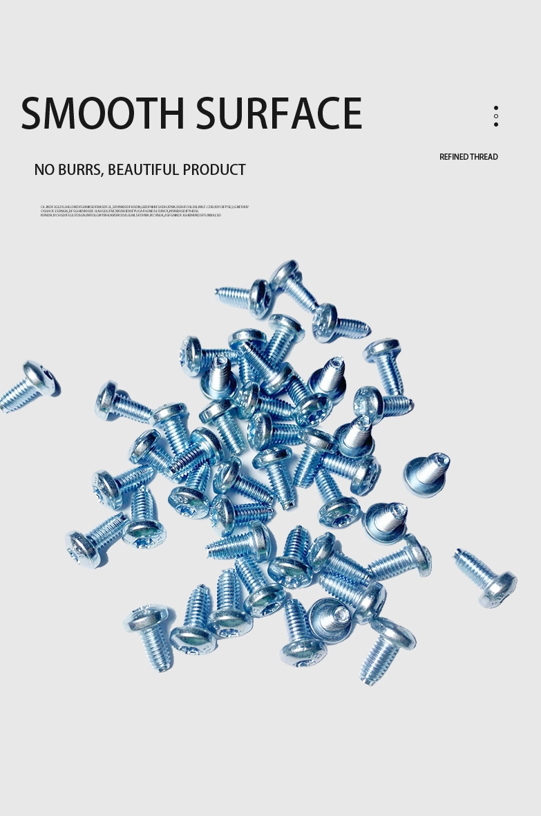 M6 × 8mm Pan Head Torx Thread Rolling Screws for Metal Steel Blue Zinc Plated