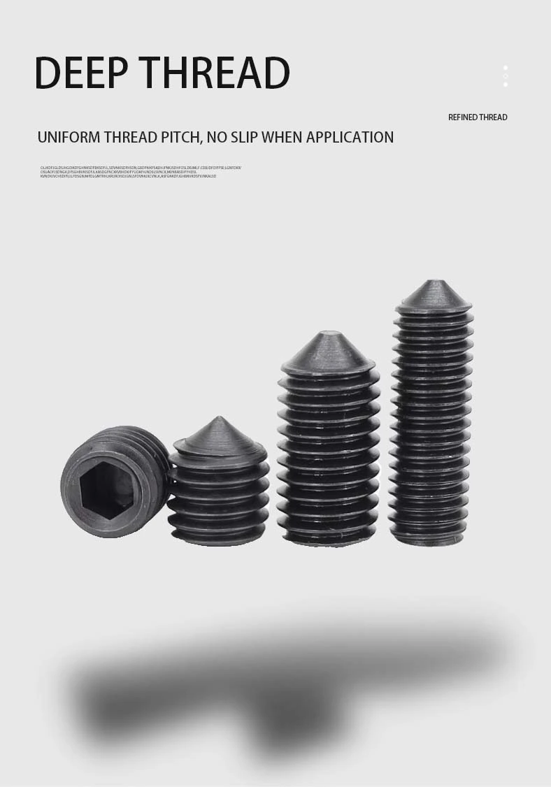 M1.6 x 2.5mm Socket Set Screw Cone Point Steel Black DIN914