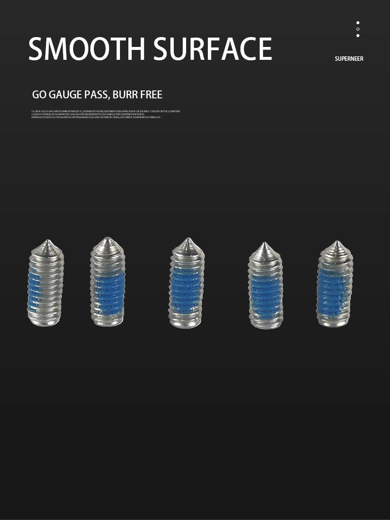 M4 x 10mm Socket Set Screw Cone Point SUS304 Stainless Steel Inox DIN914 Nylon Patch