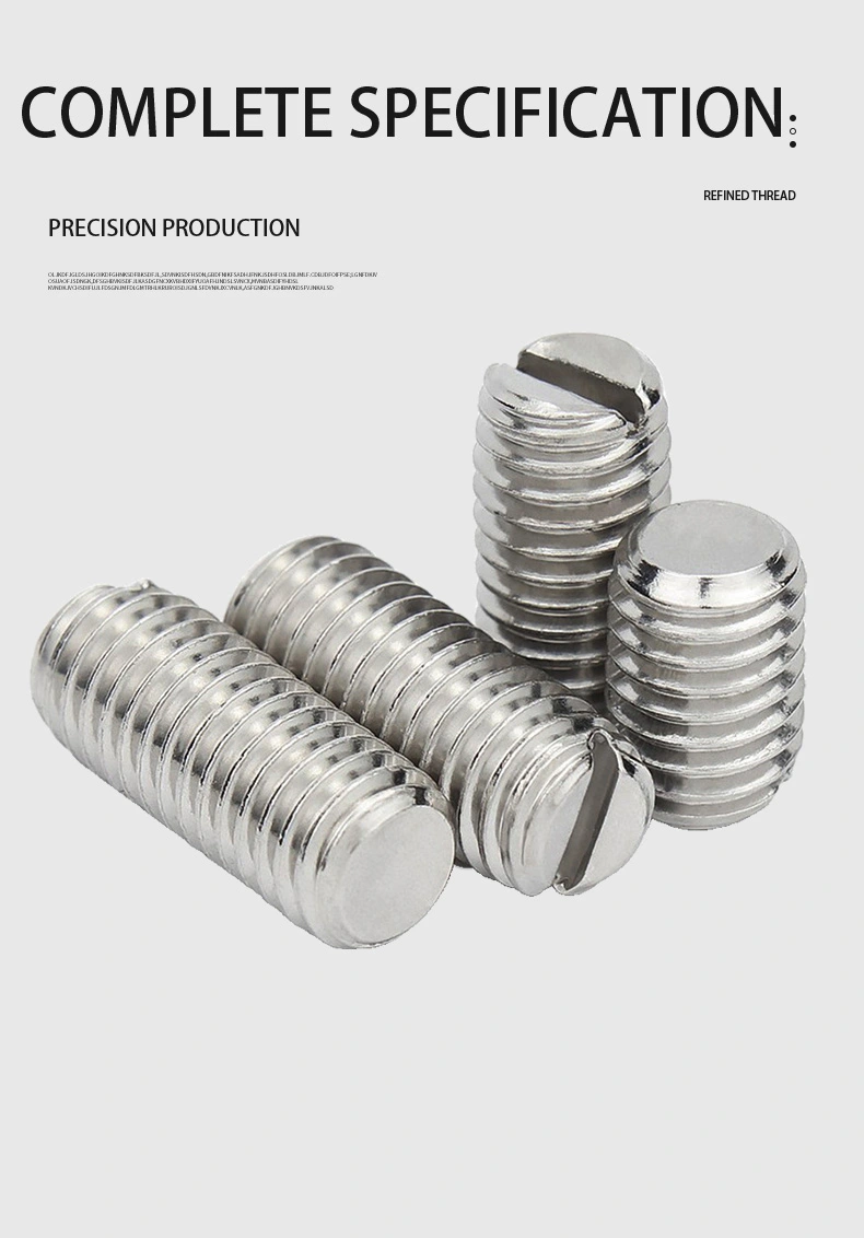 M4 x 9mm Slotted Flat Point Set Screw SUS304 Stainless Steel Inox 