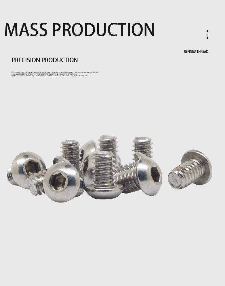 1/4"-20  x 3/8" Button Head Socket Cap Hex Drive Machine Screw SUS304 Stainless Steel