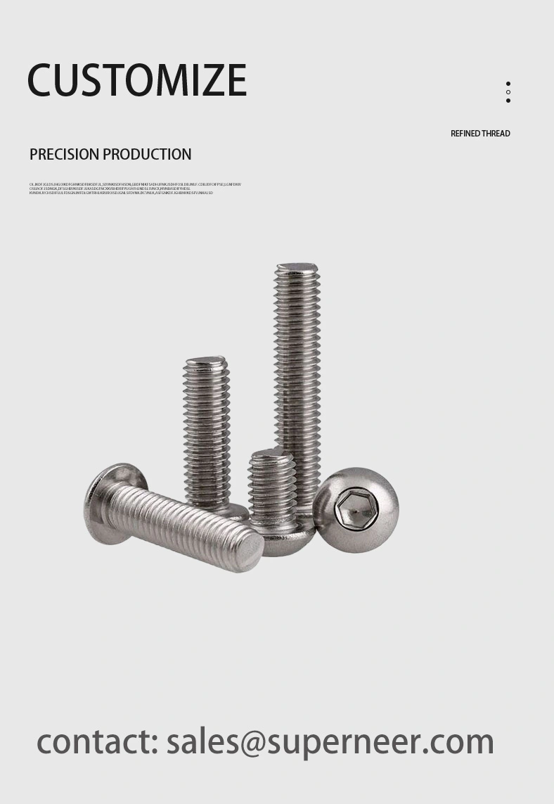 4-40 x 3/8"  Button Head Socket Cap Machine Screw SUS304 Stainless Steel Inox