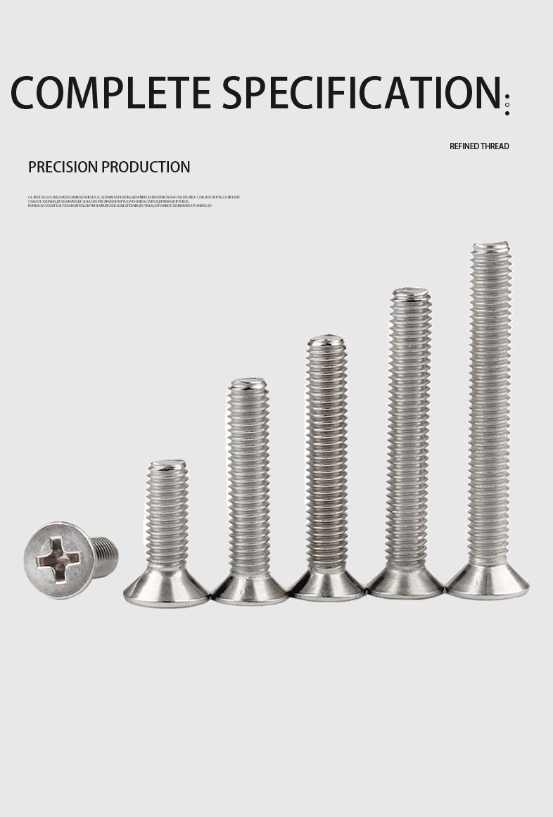 M1.6  x 6 mm  Flat Head 90° Phillips Machine Screw SUS304 Stainless Steel Inox DIN 965